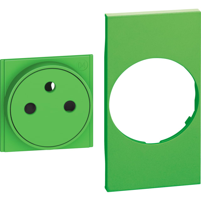 BTICINO KV55F enjoliveur prise vert Enjoliveur vert pour prise affleurante 2P T 2 modules avec ouverture circulaire