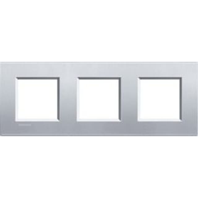 BTICINO LivingLight plaque rectangulaire 3 modules Plaque de finition rectangulaire 3 postes 71 mm en finition argentée