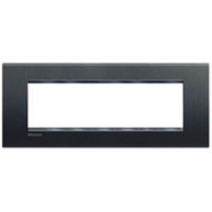 Plaque rectangulaire anthracite pour 7 modules avec ouverture centrale horizontale