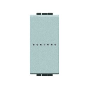 Poussoir axial 1 module 10A 250V avec façade rectangulaire gris clair et rangée de points centraux