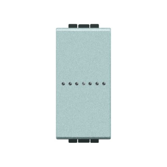 BTICINO LivingLight Tech Poussoir axial Poussoir axial 1 module 10A 250V avec façade rectangulaire gris clair et rangée de points centraux