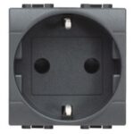 BTICINO - LivingLight - Prise schuko 2P+T 16A 250V 2 modules bornes auto anthracite - L4141AN