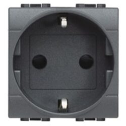 BTICINO - LivingLight - Prise schuko 2P+T 16A 250V 2 modules bornes auto anthracite - L4141AN