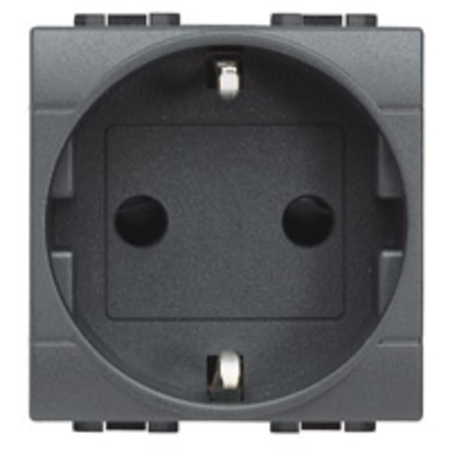 BTICINO - LivingLight - Prise schuko 2P+T 16A 250V 2 modules bornes auto anthracite - L4141AN BTICINO - LivingLight - Prise schuko 2P+T 16A 250V 2 modules bornes auto anthracite - L4141AN