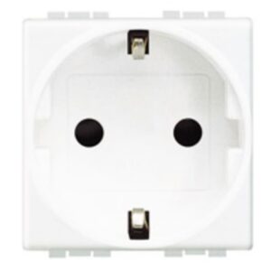 BTICINO - LivingLight - Prise schuko 2P+T 16A 250V 2 modules bornes auto blanc - N4141AN