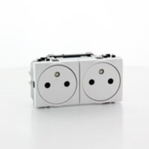 BTICINO - LivingLight double prise précâblée affleurante - 2x 2P+T - 16A 250V blanc - N4142M2AF