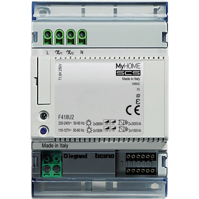 BTICINO - MyHome - Variateur universel pour LED - 4 Din - 2 out - F418U2 BTICINO - MyHome - Variateur universel pour LED - 4 Din - 2 out - F418U2