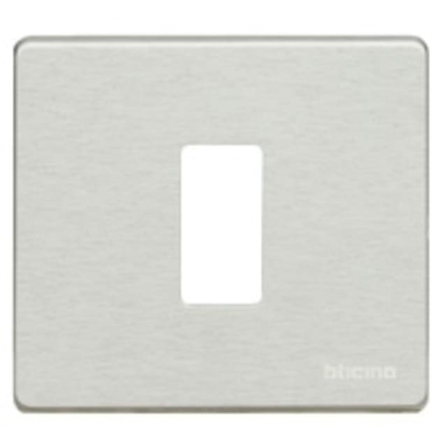 BTICINO - Plaque de recouvrement Magic - 1 module - pour réf. 500S/1/ 500S/1V - alu - 500/1/AL BTICINO - Plaque de recouvrement Magic - 1 module - pour réf. 500S/1/ 500S/1V - alu - 500/1/AL