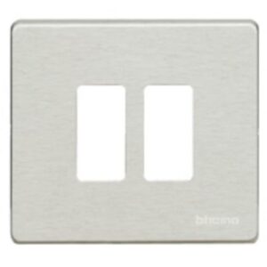 BTICINO - Plaque de recouvrement Magic - 2 modules - pour réf. 500S/2/ 500S/2V - alu - 500/2/AL