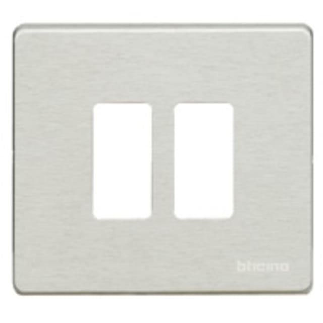 BTICINO - Plaque de recouvrement Magic - 2 modules - pour réf. 500S/2/ 500S/2V - alu - 500/2/AL BTICINO - Plaque de recouvrement Magic - 2 modules - pour réf. 500S/2/ 500S/2V - alu - 500/2/AL