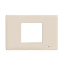 Plaque de recouvrement beige 2 modules avec ouverture carrée centrale