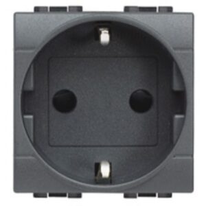 BTICINO - Prise 2P+T 250V 10/16A (terre latéral) - rouge - 2 modules - L4141R