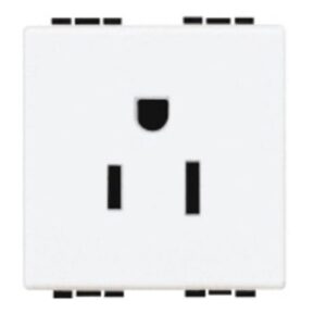 Prise blanche 2P T 15A 125V pour standards Europe USA