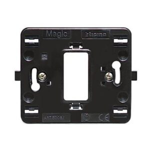 Support noir 1 module pour appareillage électrique avec ouverture centrale et fixations latérales