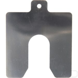 Cale inox AISI 304 M30 100x100x0,5 mm avec découpe centrale et trou de fixation