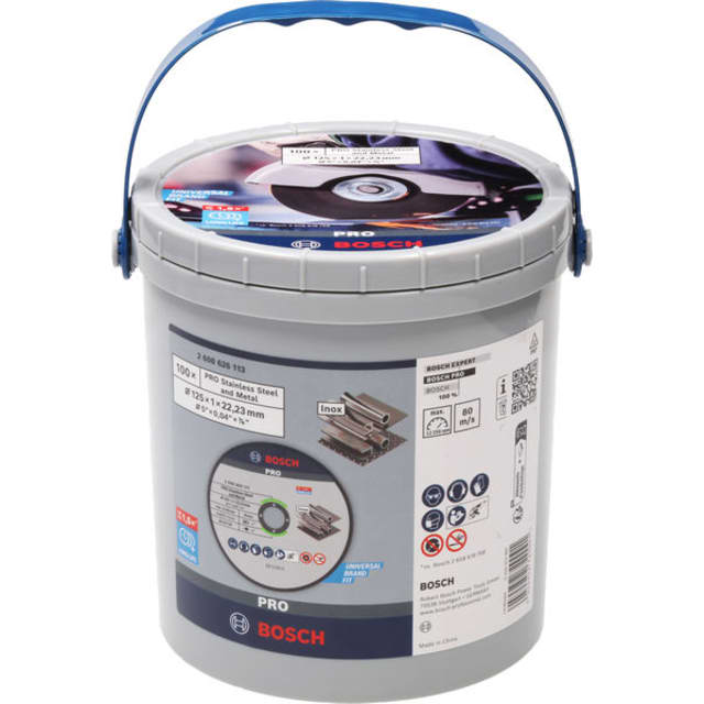 Bosch Professional - 100 disques abrasifs inox 1 mm en seau - 2608626113 Bosch Professional - 100 disques abrasifs inox 1 mm en seau - 2608626113
