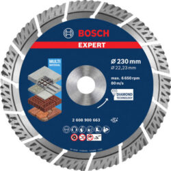 Disque diamant multi-matériaux 230 mm, configuration visible