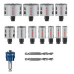 Coffret de scies trépans multi matériaux avec trépans diamantés, forets pilotes et adaptateur hexagonal