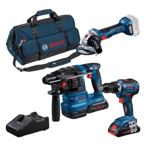 Bosch Professional - Set 3 machines 18V: GSR 18V-55 + GWS 18V-7 + GBH 18V-22 + 2 x 4
