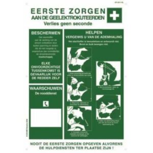 CATU - Affiche PVC Soins aux électrisés Nederlands dim. 300 x 500mm - AP201NL