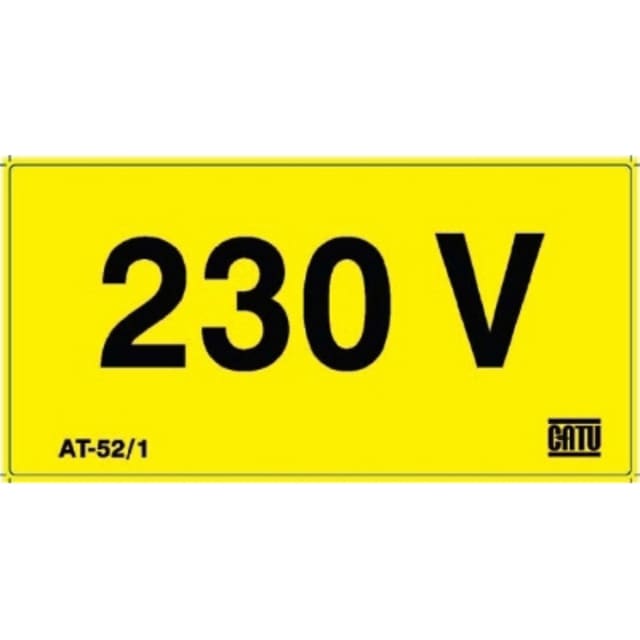 CATU - Rectangle autocollant 230V - longueur 100mm - AT521 CATU - Rectangle autocollant 230V - longueur 100mm - AT521