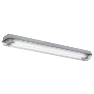 Luminaire fluorescent étanche double tube 2x36W avec diffuseur blanc et boîtier rectangulaire