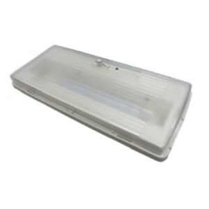 Bloc éclairage de secours LED blanc rectangulaire avec diffuseur translucide et voyant de test