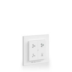 Télécommande murale blanche à 4 boutons pour ventilateur avec pictogrammes de vitesse