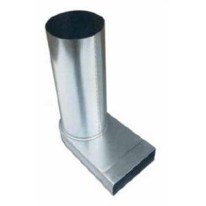 Coude de ventilation 90 degrés rectangulaire vers rond Ø125 mm en tôle galvanisée