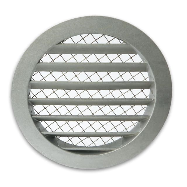 Cebeo Grille ventilation extérieure plate Ø250 Grille de ventilation extérieure plate ronde Ø250 avec lamelles horizontales et maille de protection