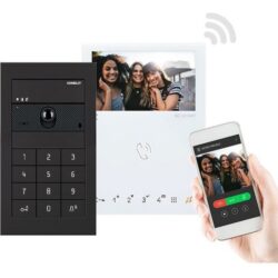 Détails visibles de Kit interphone vidéo avec clavier à code noir pour Kits vidéophone