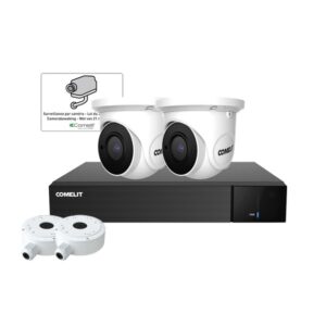 Comelit - IPNVR004N06PASL + WDSK324A + 2x IPTCAMN04FA + 43503 +2x JBA-TBBA + 3 x SCHEQUE - IPTKIT4N04PABE