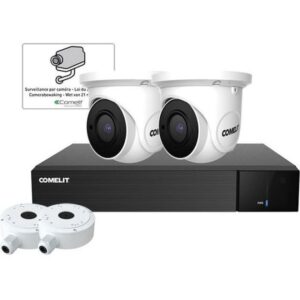 Comelit - NIPNVR004N06PASL + WDSK324A + 2xIPTCAMN04FB + 43503 +2xJBA-TBBA + 3x SCHEQUE - IPTKIT4N04PBBE