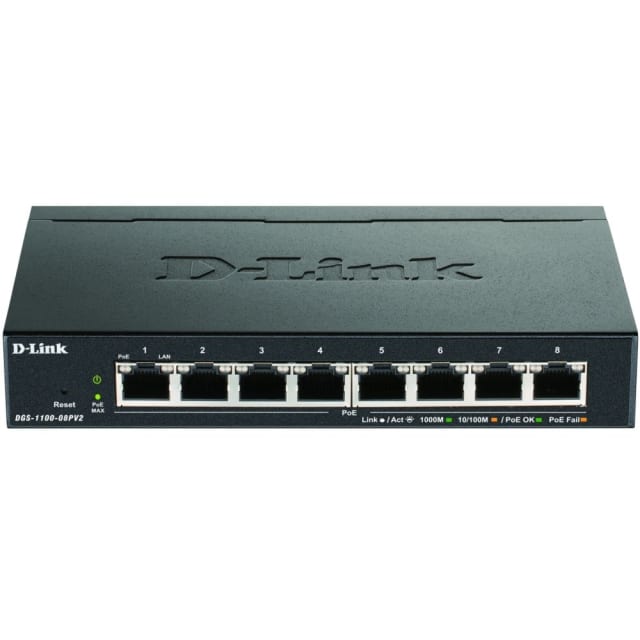 D-LINK - 8-port 10/100/1000 PoE EasySmart Switch - DGS-1100-08PV2/E D-LINK - 8-port 10/100/1000 PoE EasySmart Switch - DGS-1100-08PV2/E