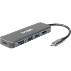 D-LINK - Hub USB-C 6-en-1 avec HDMI/lecteur de cartes/alimentation électrique - DUB-2327