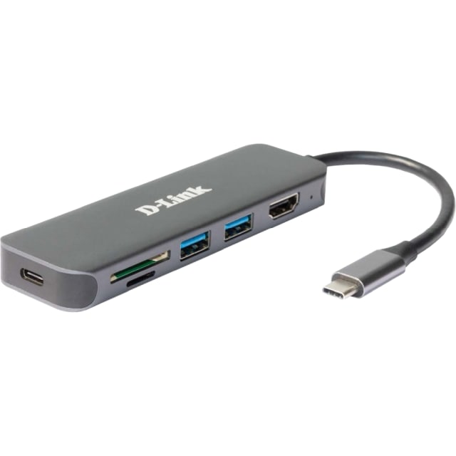 D-LINK - Hub USB-C 6-en-1 avec HDMI/lecteur de cartes/alimentation électrique - DUB-2327 D-LINK - Hub USB-C 6-en-1 avec HDMI/lecteur de cartes/alimentation électrique - DUB-2327
