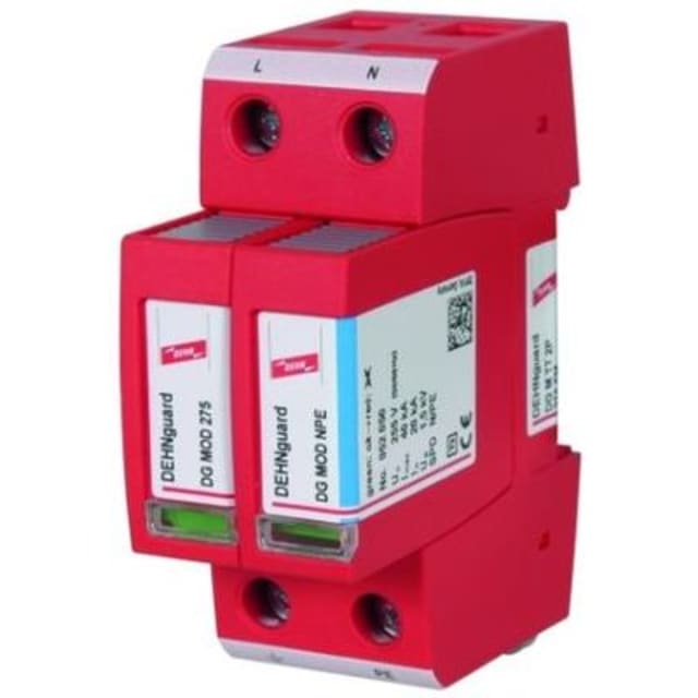 DEHN Parafoudre type 2 TT 2P Parafoudre modulaire rouge 2P avec neutre 275 V pour protection TT