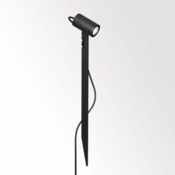 Spot de jardin noir à piquer avec tête orientable et câble visible