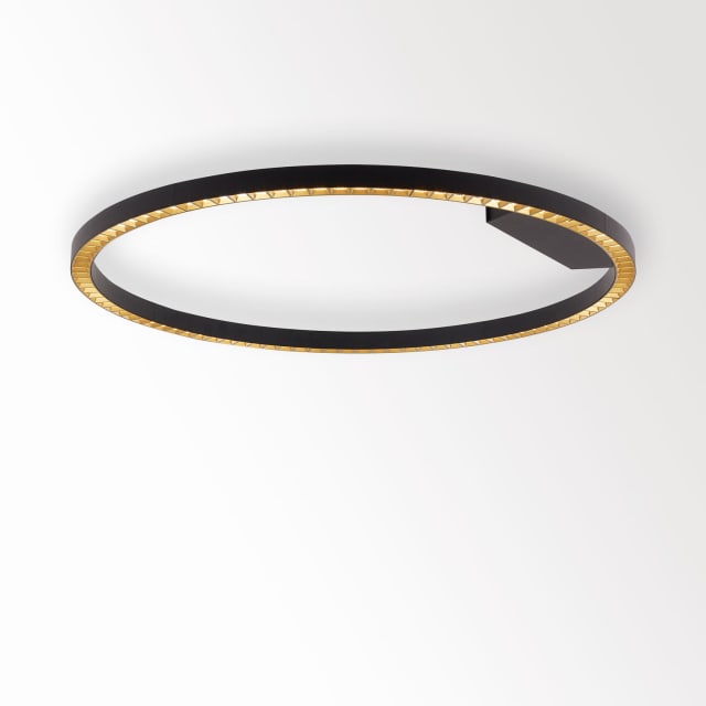 DELTA LIGHT INFORM Plafonnier LED circulaire noir or Plafonnier LED circulaire noir avec liseré intérieur doré et diffuseur central blanc