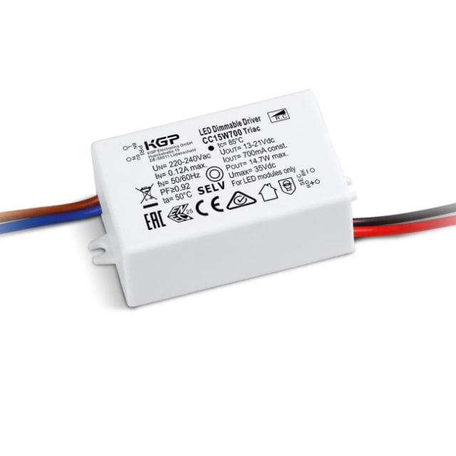 DELTA LIGHT LED POWER SUPPLY alimentation LED dimmable Boîtier blanc alimentation LED dimmable 700 mA 15 W avec fils d entrée et sortie