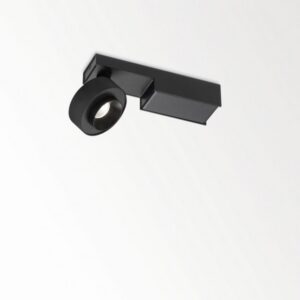 Spot plafond LED noir dimmable avec tête orientable et base rectangulaire