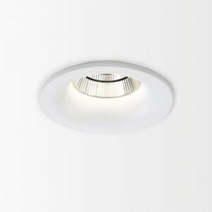 Plafonnier encastré LED blanc rond avec ouverture centrale et finition IP65