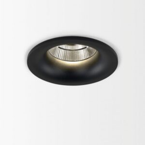 Spot encastrable plafond noir rond IP65 avec finition noire et source 3000K