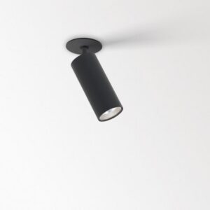 Spot LED plafond encastrable noir cylindrique orientable avec base ronde