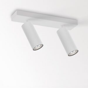Spot plafond blanc orientable à deux têtes cylindriques LED dimmable