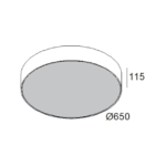 Plafonnier rond noir diamètre 650 mm hauteur 115 mm