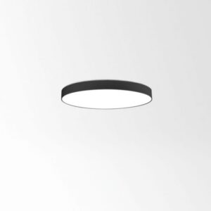 Plafonnier LED rond noir à diffuseur blanc pour intérieur