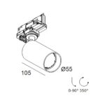 Spot sur rail noir orientable GU10 diamètre 55 mm longueur 105 mm