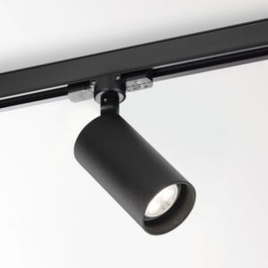 Spot cylindrique noir sur rail GU10 orientable