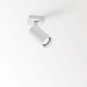 Spot plafond apparent blanc orientable GU10 cylindre saillie avec platine carrée